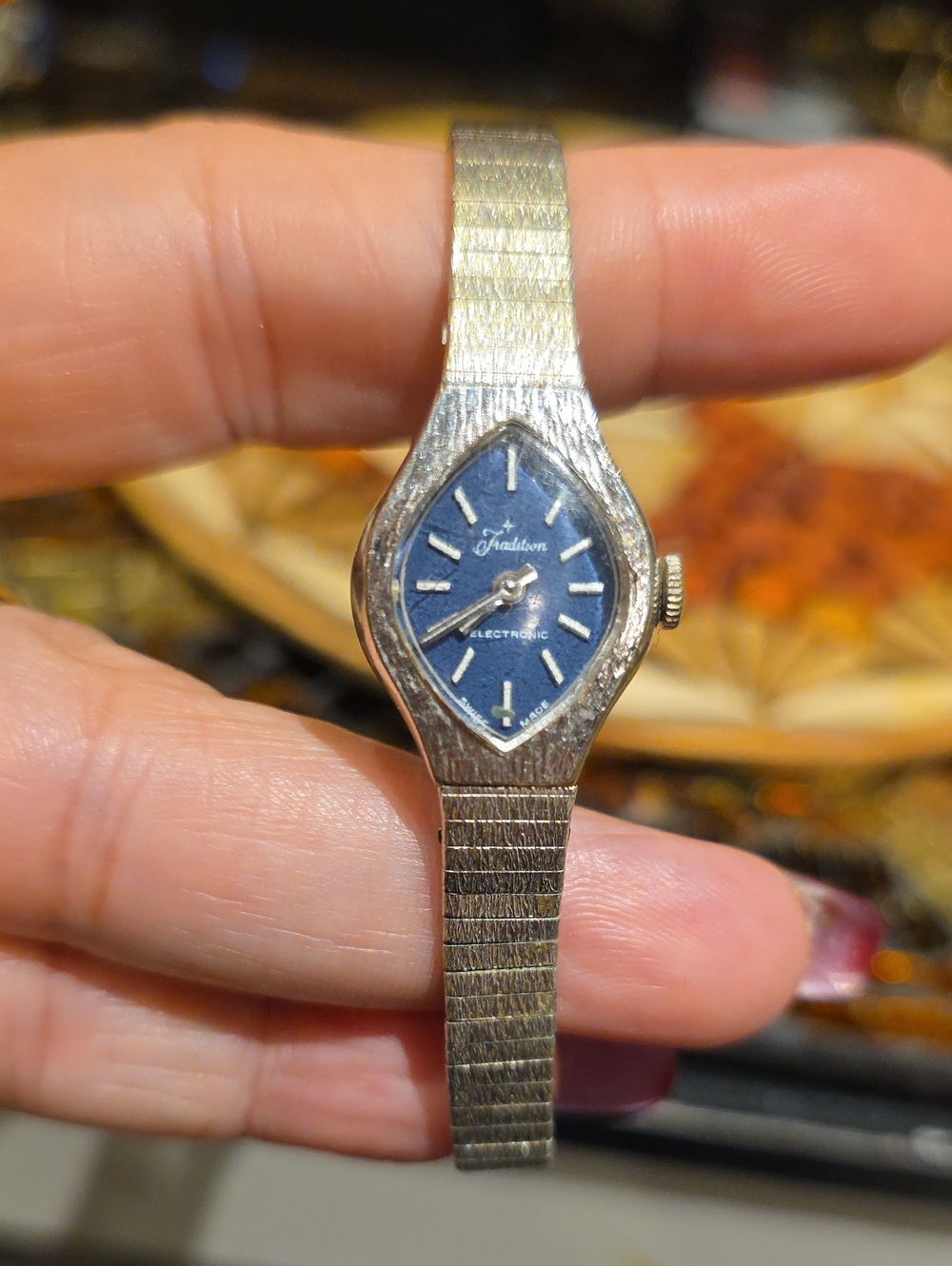 Silver and Blue 10kt Gold Filled Women's Electronic Dress Watch